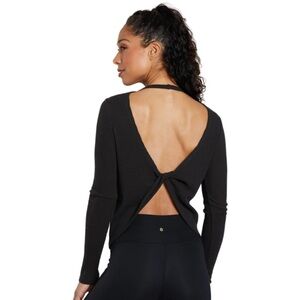 SPIRITUAL GANGSTER TWIST LS REVERSIBLE BALLET RIBBED TOP SZ SMALL BLACK